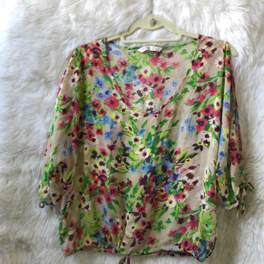 Old Navy Sheer Flower Print Top Blouse Size Small